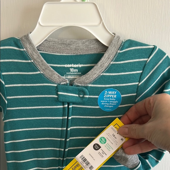 Carter's Whale Striped two way zip pajamas - Picture 2 of 4